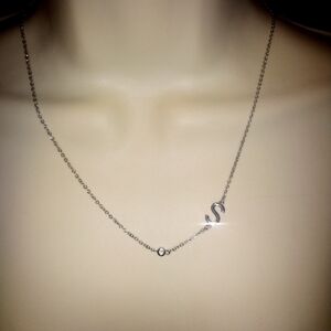 Pretty S Monogram Silvertone Necklace 18 Inches